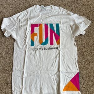 Zumba Fitness White T‑Shirt with Pink, Teal & Orange FUN Graphic